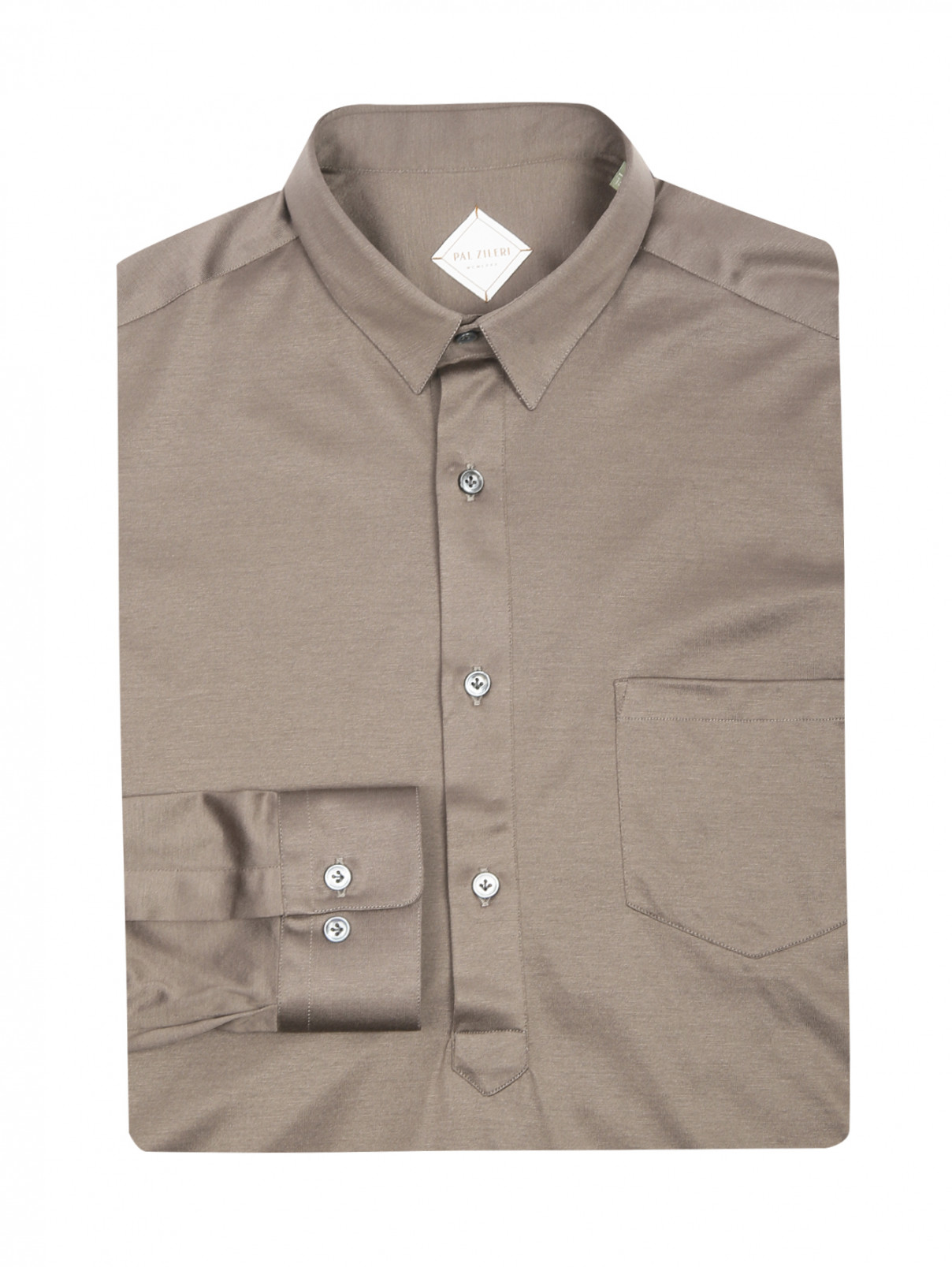 Рубашка из хлопка Pal Zileri  –  Общий вид  – Цвет:  Коричневый