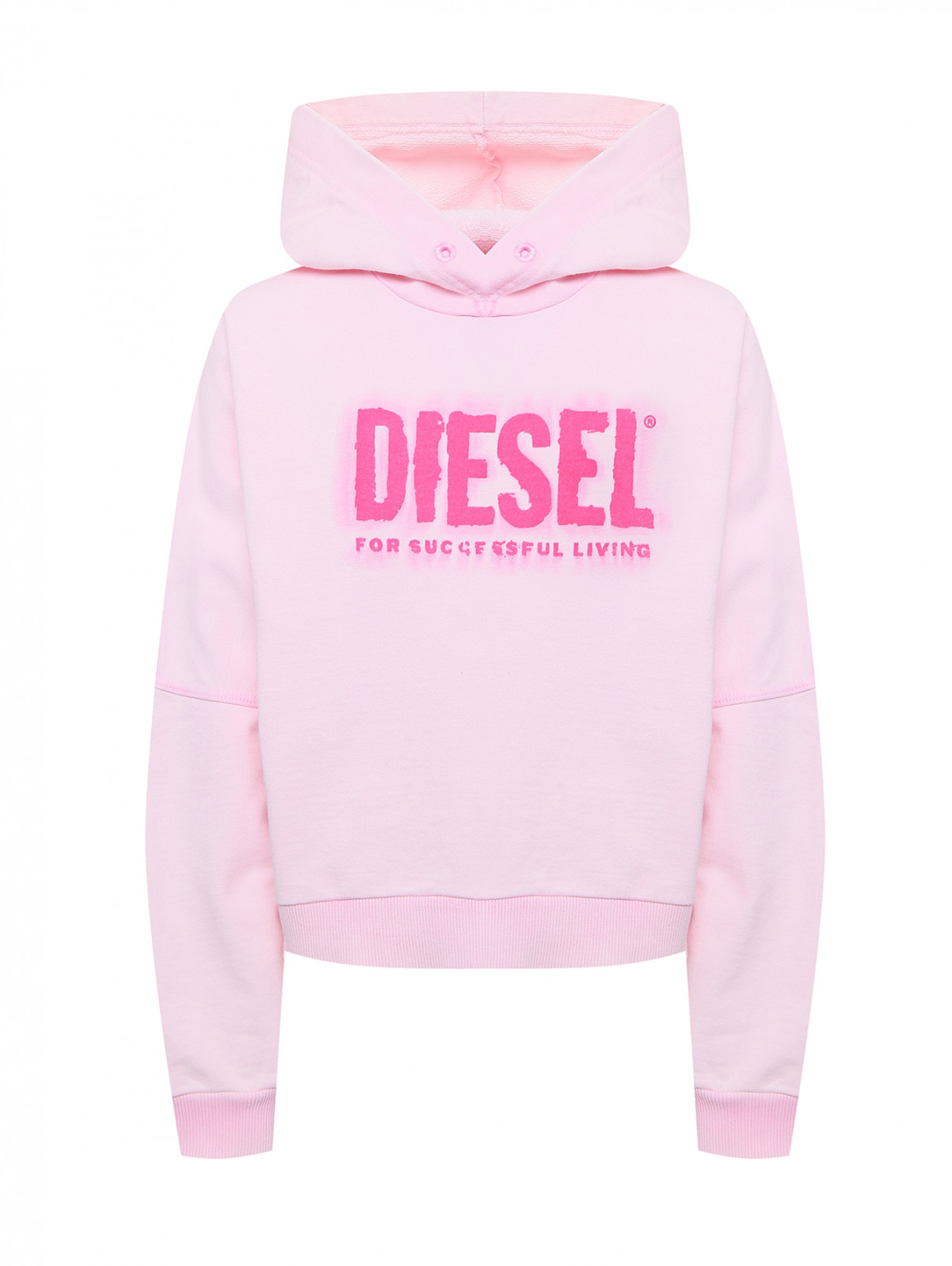 Толстовка с узором и капюшоном Diesel  –  Общий вид  – Цвет:  Розовый