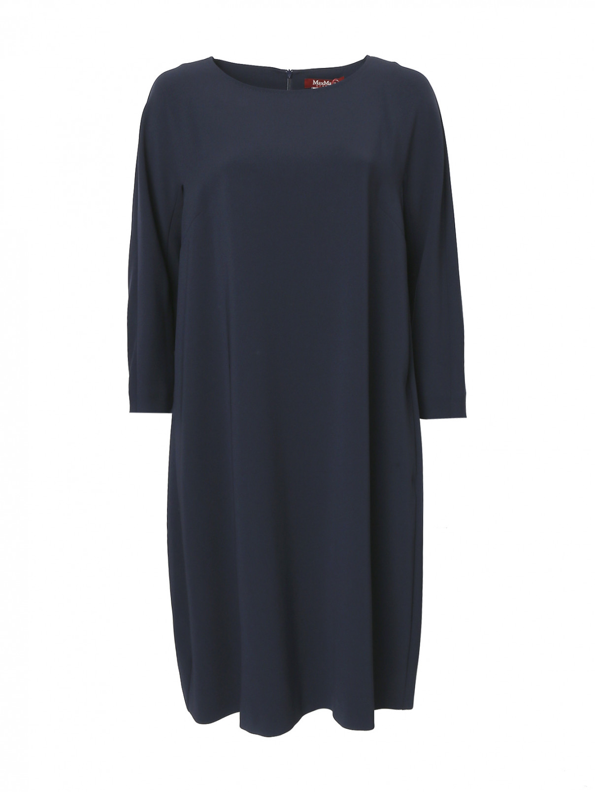 Платье свободного кроя с карманами Max Mara  –  Общий вид  – Цвет:  Синий