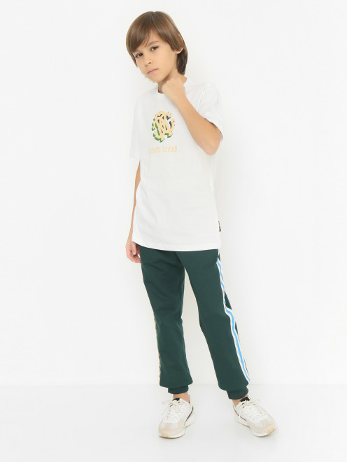 Хлопковая футболка с принтом Roberto Cavalli - МодельОбщийВид