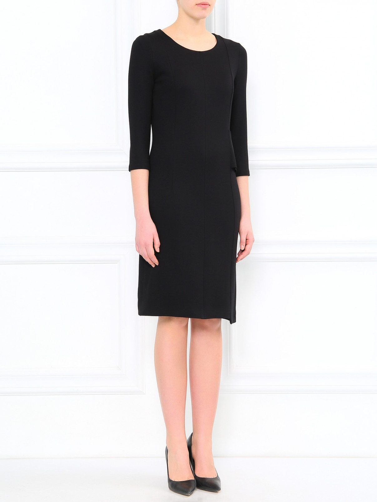 Платье-мини с круглым воротом Maison Margiela  –  Модель Общий вид  – Цвет:  Черный