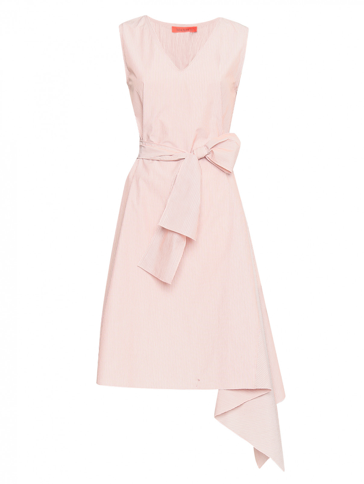 Платье из хлопка асимметричного кроя Max&Co  –  Общий вид  – Цвет:  Розовый