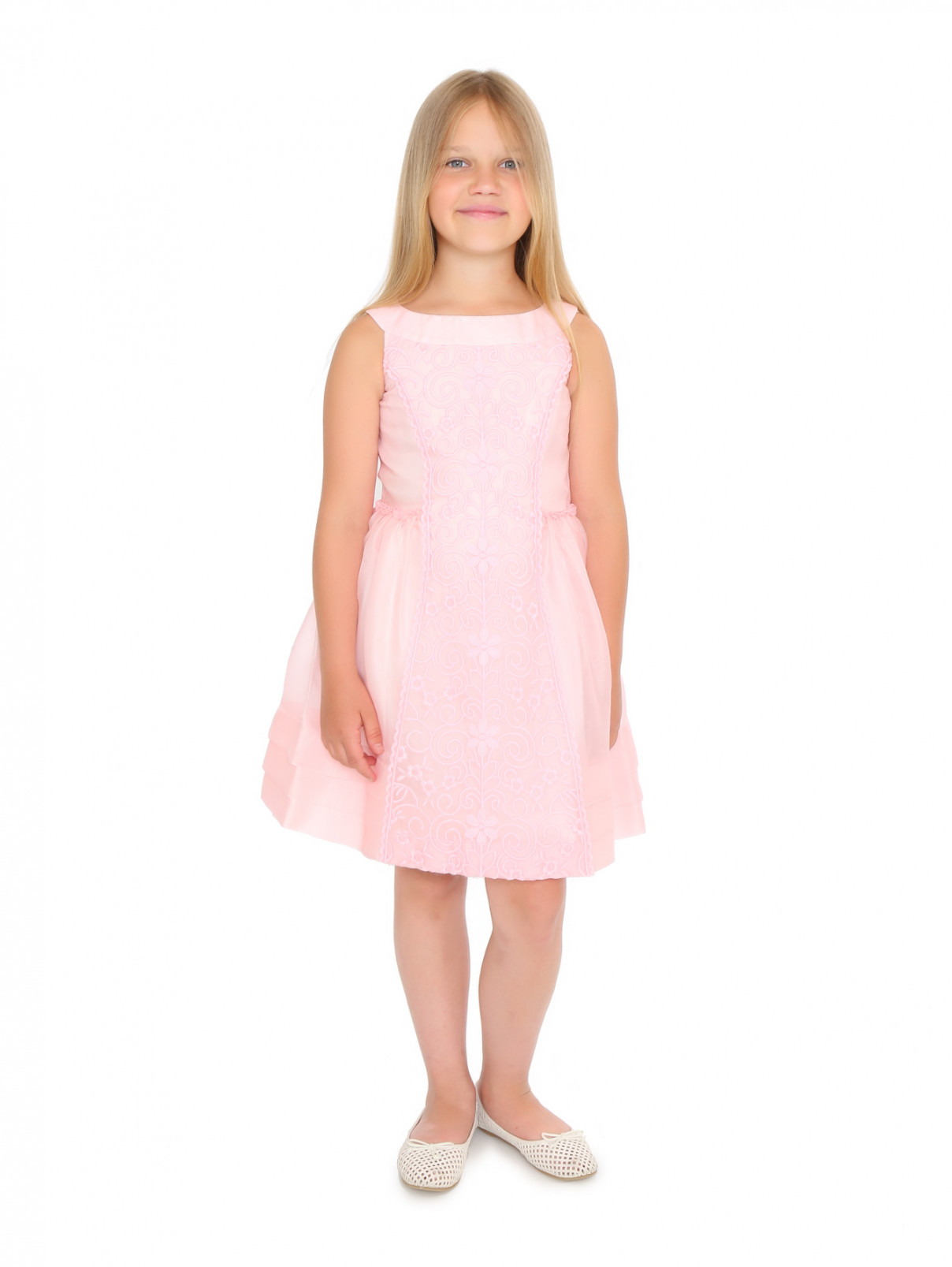 Платье из шелка с вышивкой I Pinco Pallino  –  Модель Общий вид  – Цвет:  Розовый