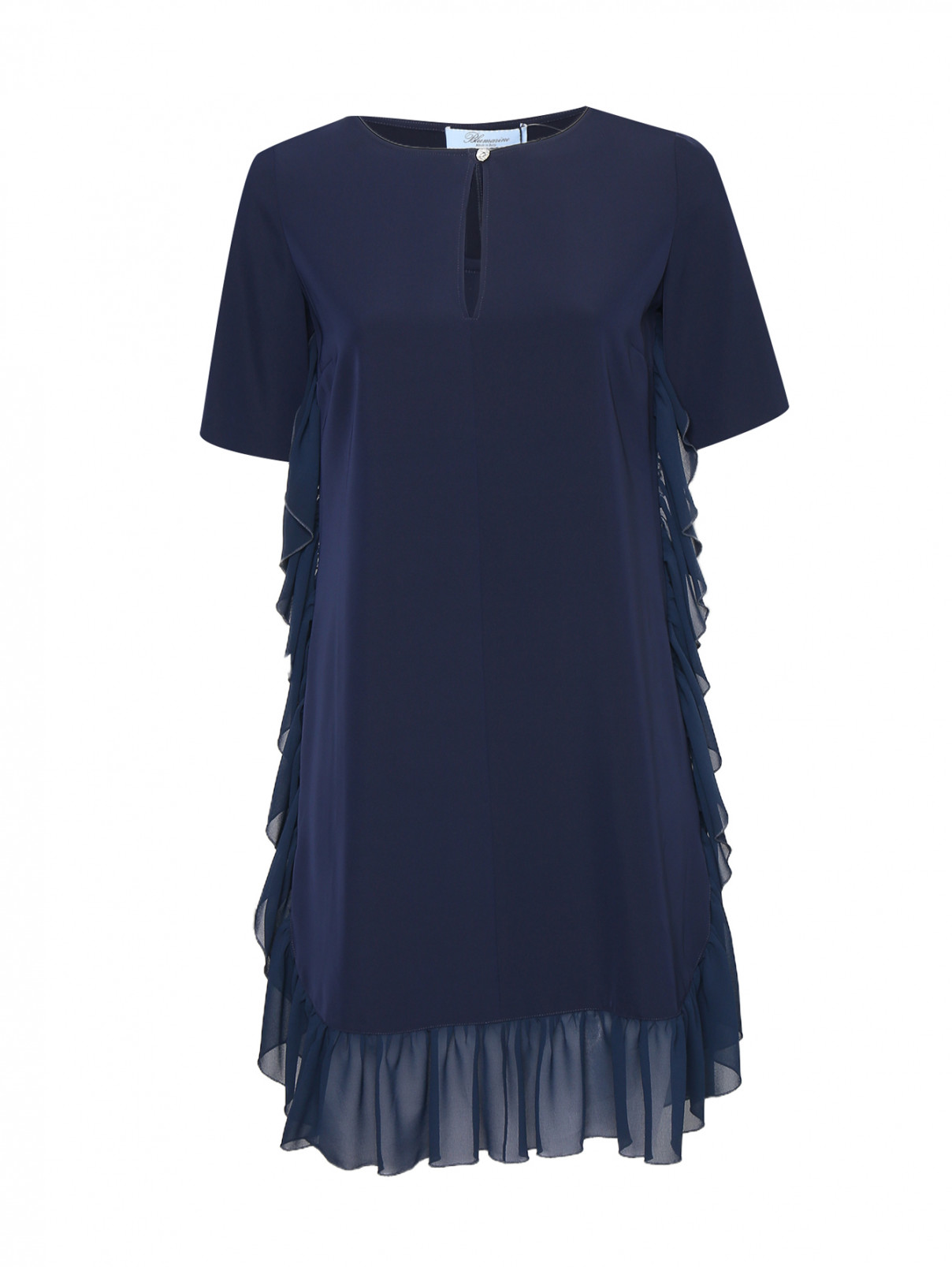 Платье свободного кроя с воланами Blumarine  –  Общий вид  – Цвет:  Синий