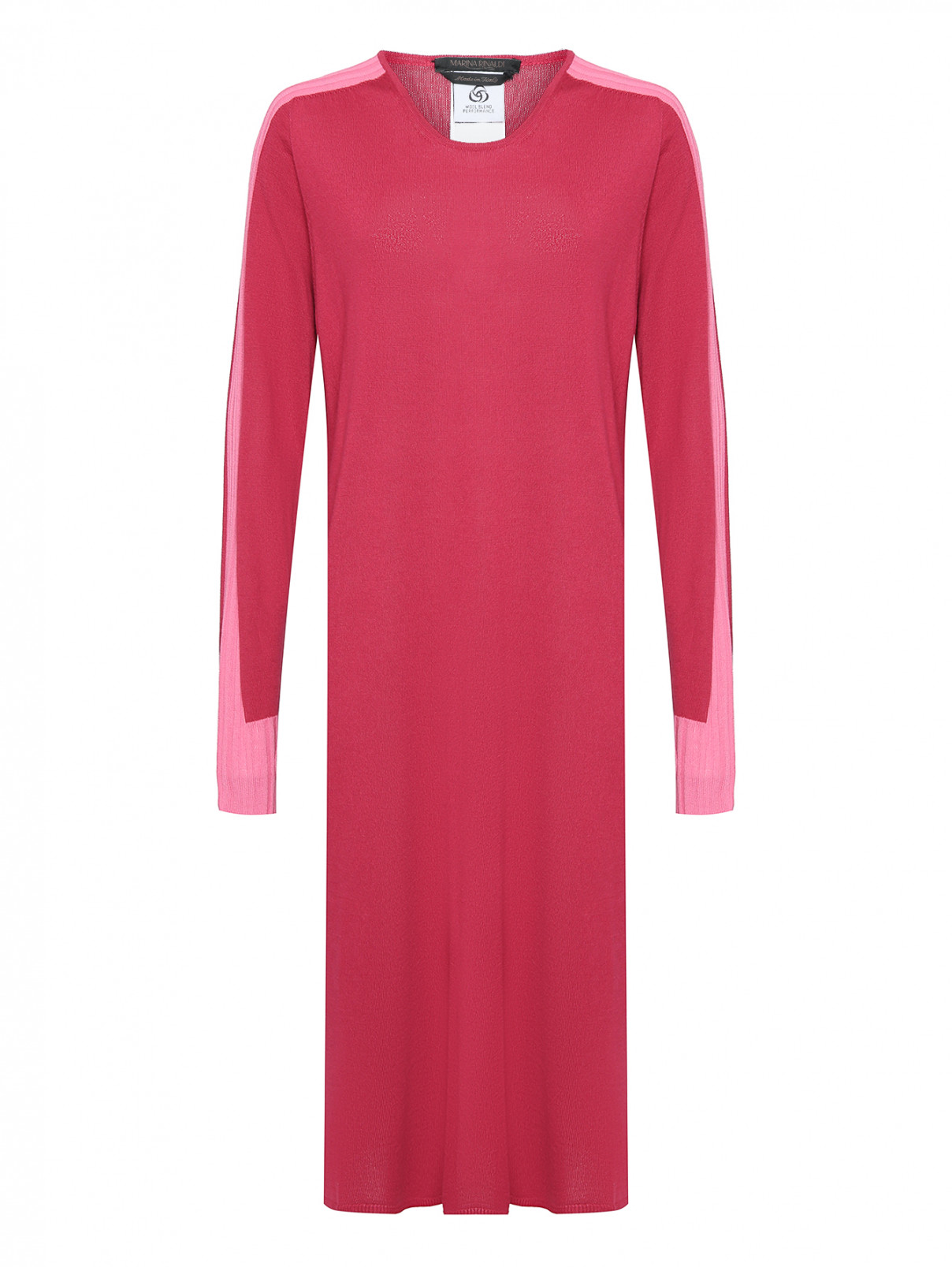 Трикотажное платье прямого кроя Marina Rinaldi  –  Общий вид  – Цвет:  Красный