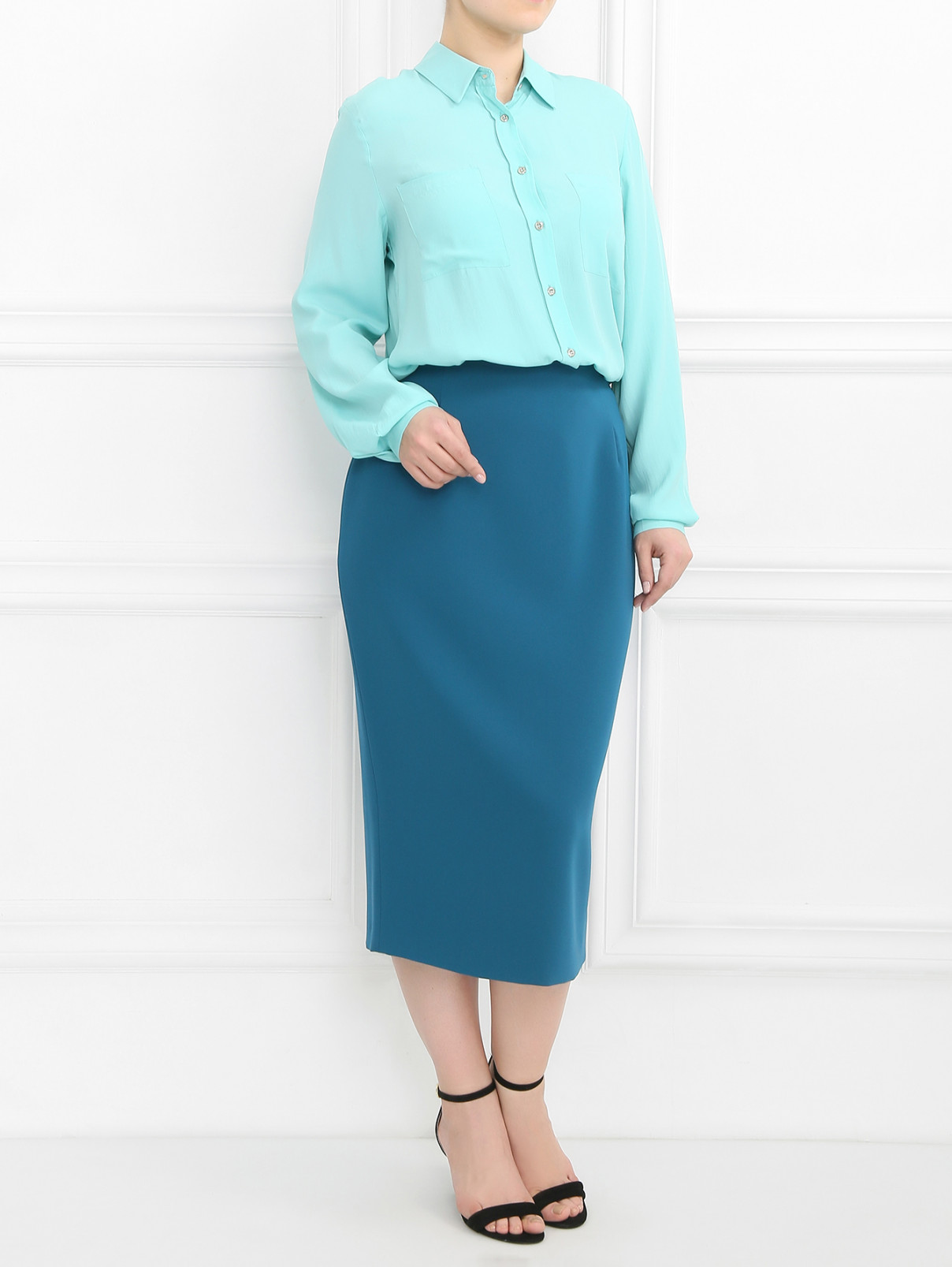 Блуза с накладными карманами Marina Sport  –  Модель Общий вид  – Цвет:  Зеленый