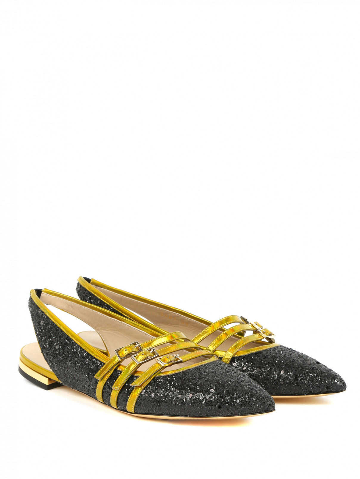 Туфли на плоской подошве с контрастной отделкой Baldan  –  Общий вид  – Цвет:  Черный