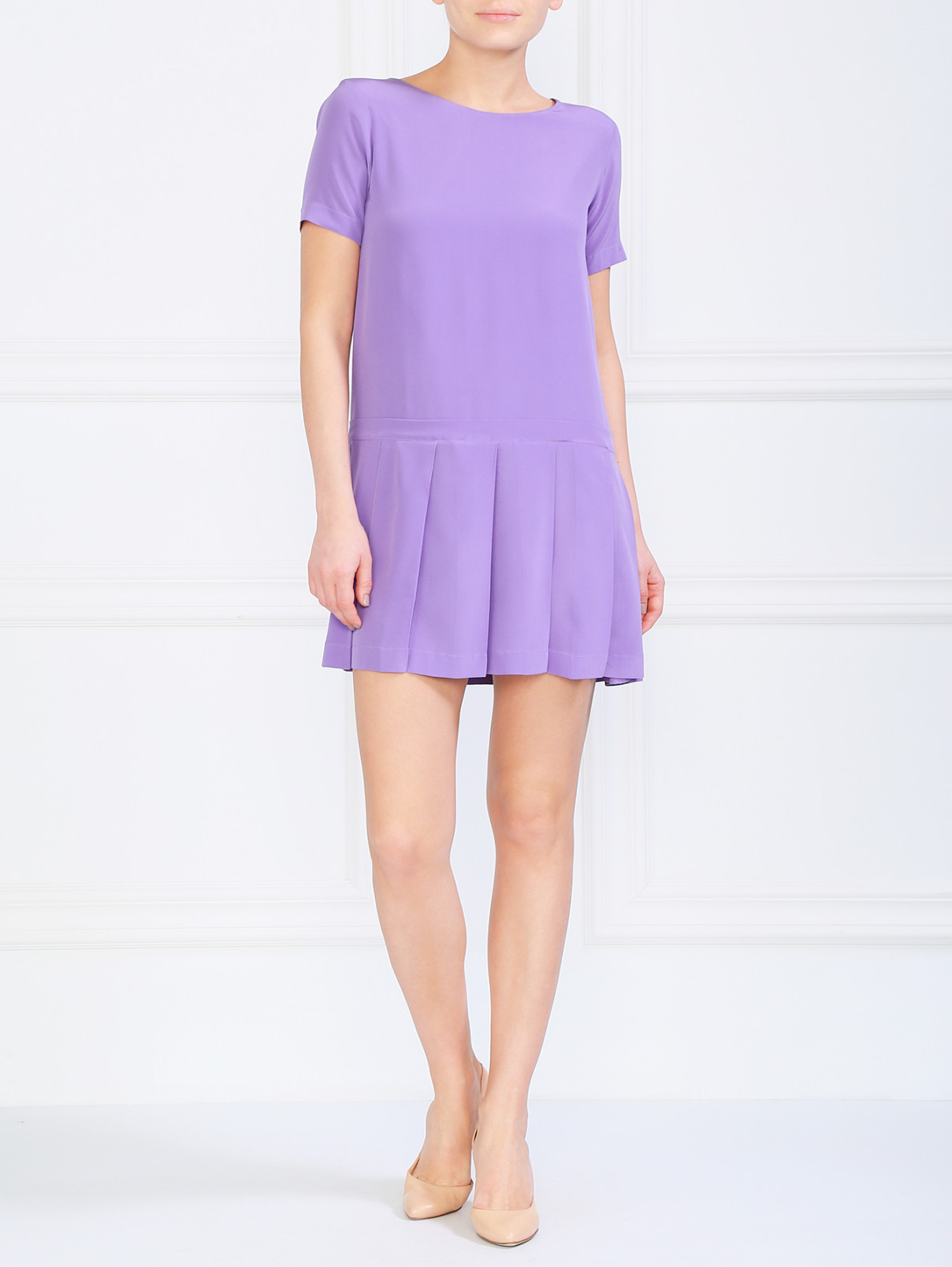 Платье с заниженной талией и подолом-плиссе Moschino  –  Модель Общий вид  – Цвет:  Фиолетовый