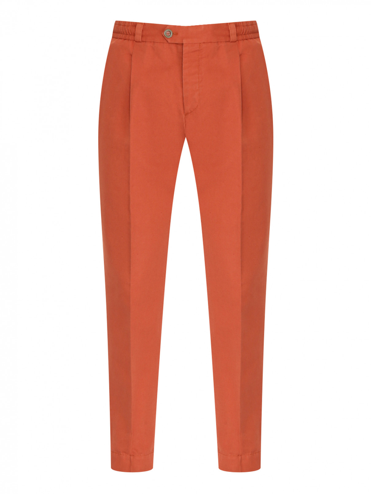 Однотонные брюки из смеси хлопка и льна PT Torino  –  Общий вид  – Цвет:  Оранжевый