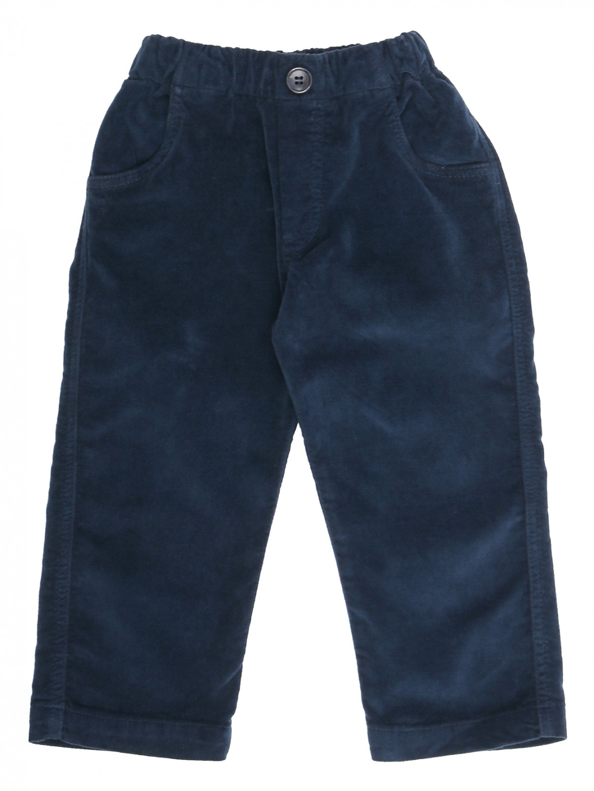 Вельветовые брюки на резинке с карманами Aletta  –  Общий вид  – Цвет:  Синий