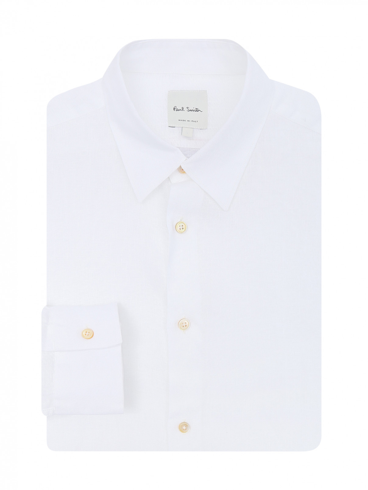 Рубашка из льна Paul Smith  –  Общий вид  – Цвет:  Белый