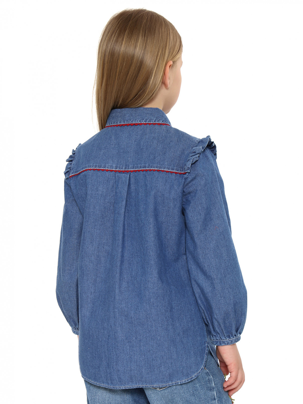 Рубашка из денима с контрастной отделкой Gucci  –  Модель Верх-Низ1  – Цвет:  Синий