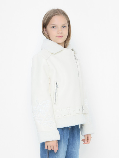 Дубленка с вышивкой и поясом  Ermanno Scervino Junior - МодельВерхНиз