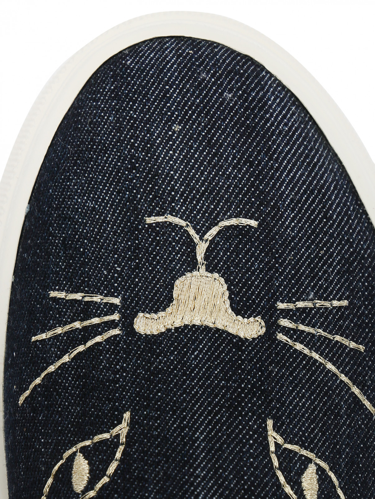Слипоны из текстиля с вышивкой Charlotte Olympia  –  Обтравка4  – Цвет:  Синий