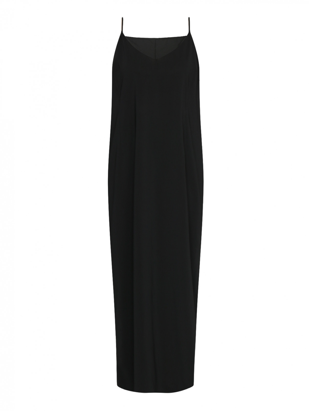 Платье-макси, на бретелях Marina Rinaldi  –  Общий вид  – Цвет:  Черный