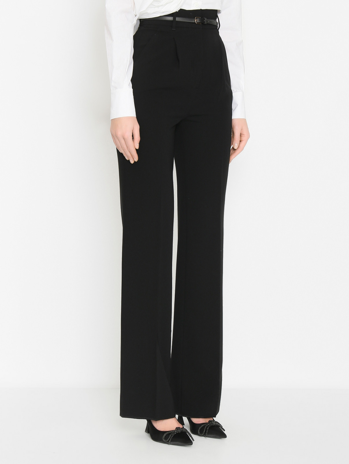 Брюки-палаццо с ремнем Max Mara  –  МодельВерхНиз  – Цвет:  Черный