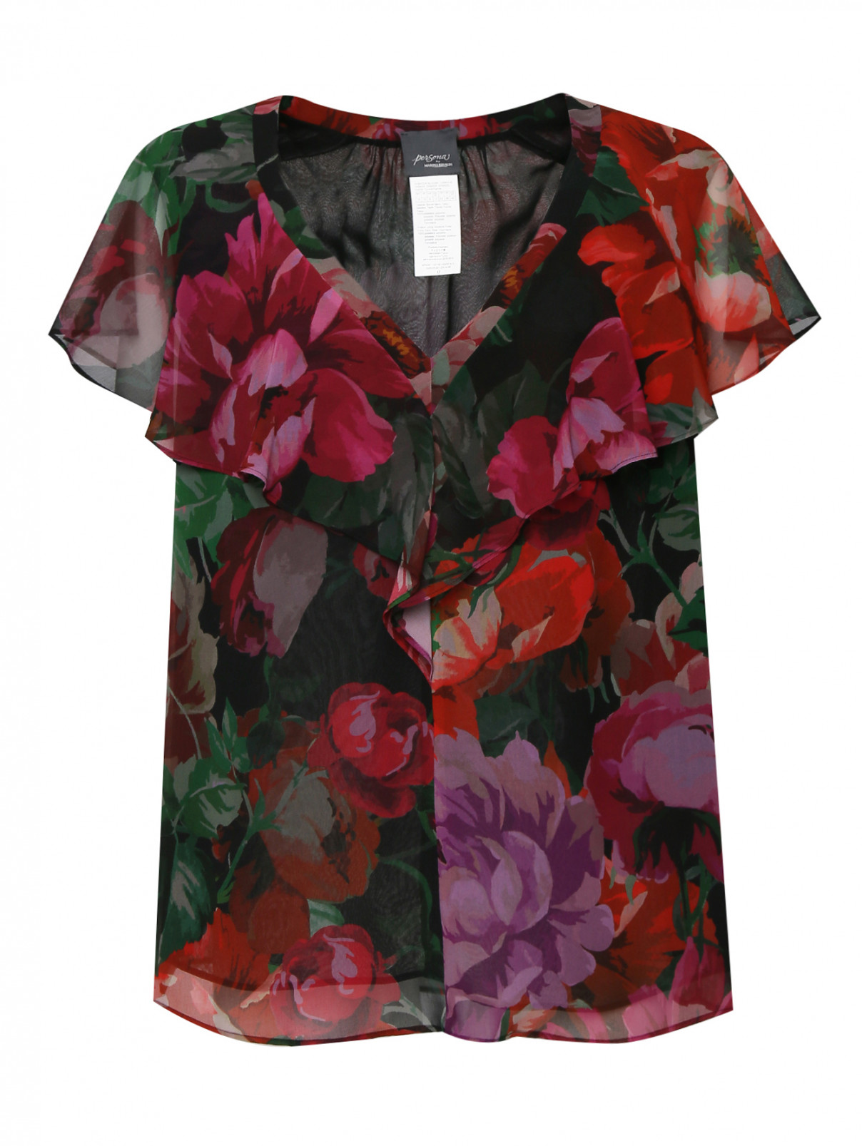 Блуза свободного кроя с цветочным узором Persona by Marina Rinaldi  –  Общий вид  – Цвет:  Узор