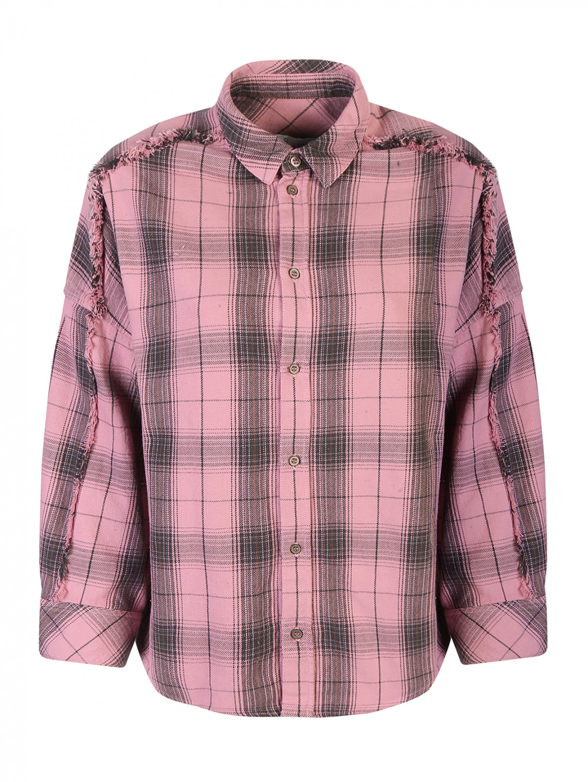 Рубашка хлопковая с узором клетка Iro  –  Общий вид  – Цвет:  Розовый