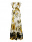 Платье-макси из шелка с цветочным узором N21  –  Общий вид