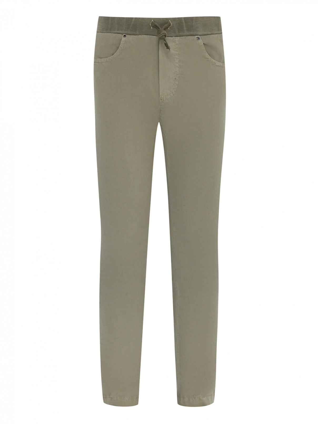 Хлопковые однотонные брюки Il Gufo  –  Общий вид  – Цвет:  Зеленый
