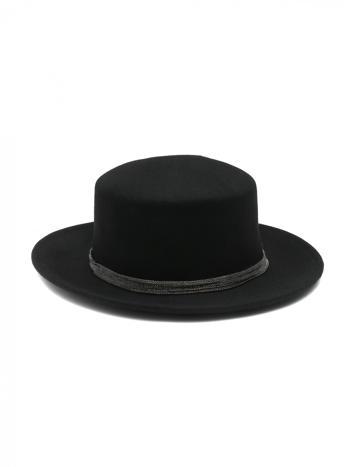 Шляпа из шерсти декорированная тесьмой Suncoo  –  Общий вид  – Цвет:  Черный