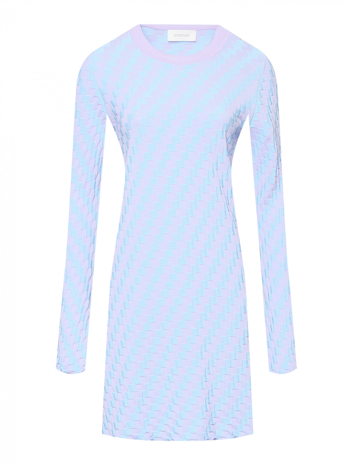 Платье трикотажное с узором Sportmax  –  Общий вид  – Цвет:  Синий