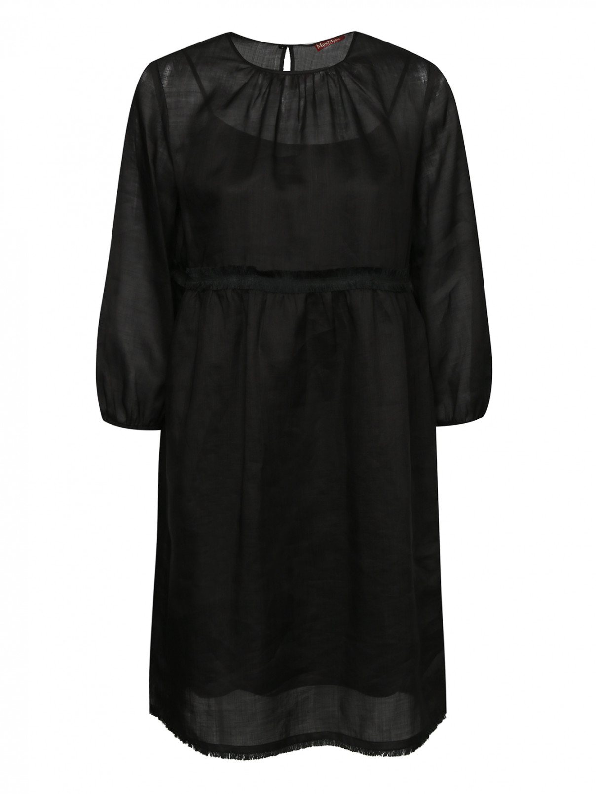 Платье из рами с завышенной талией Max Mara  –  Общий вид  – Цвет:  Черный