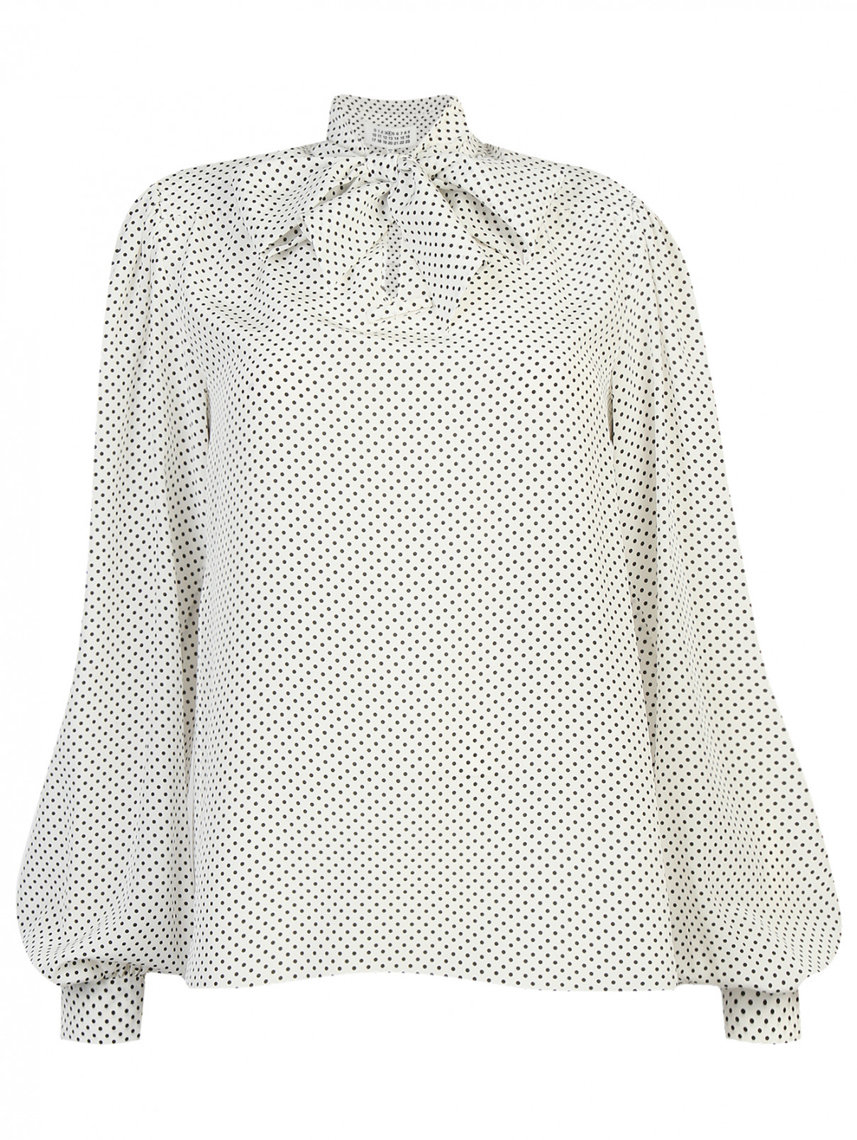 Блуза из шелка в горох Maison Margiela  –  Общий вид  – Цвет:  Белый