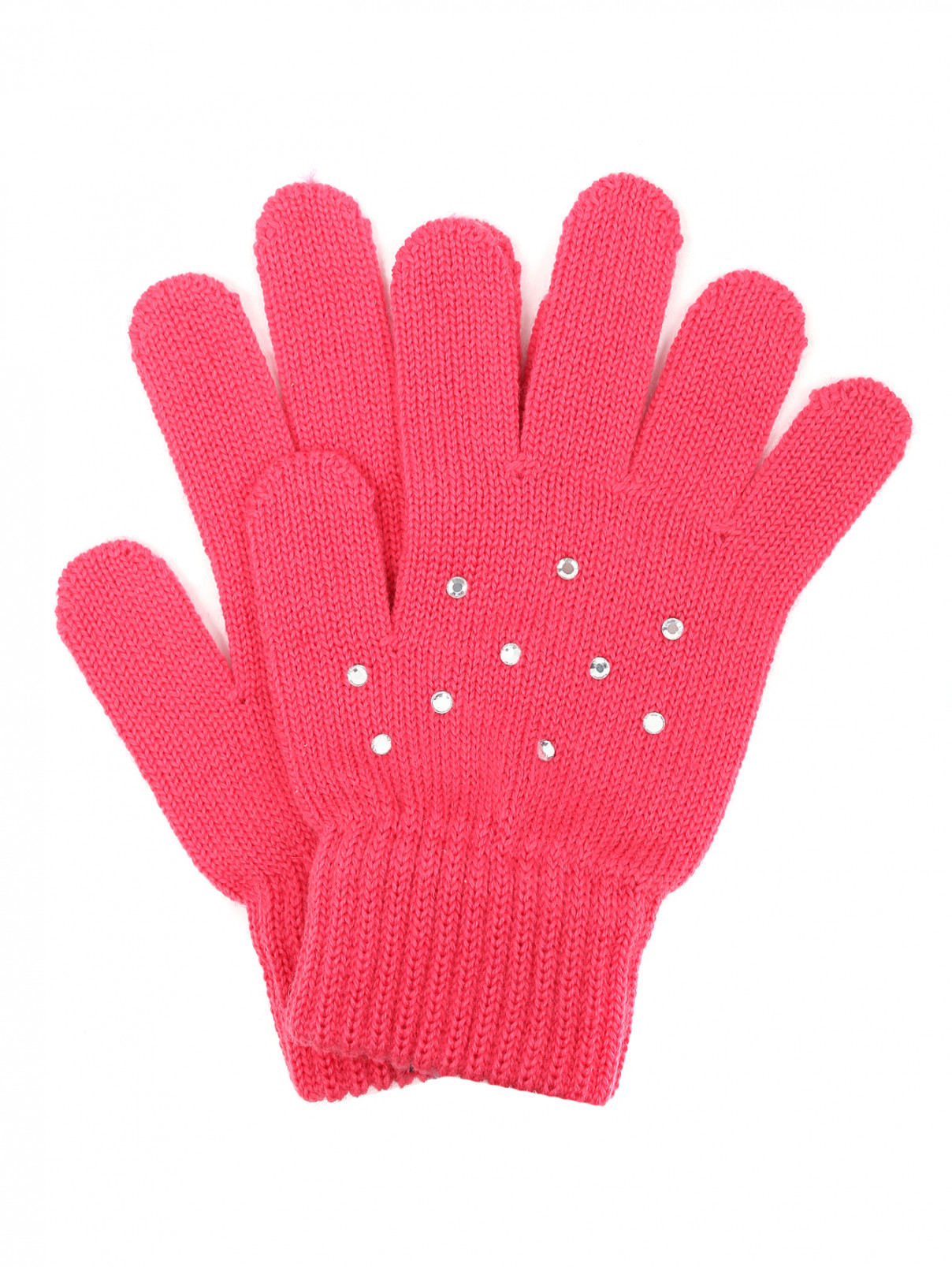 Перчатки трикотажные из шерсти со стразами Catya  –  Общий вид  – Цвет:  Розовый