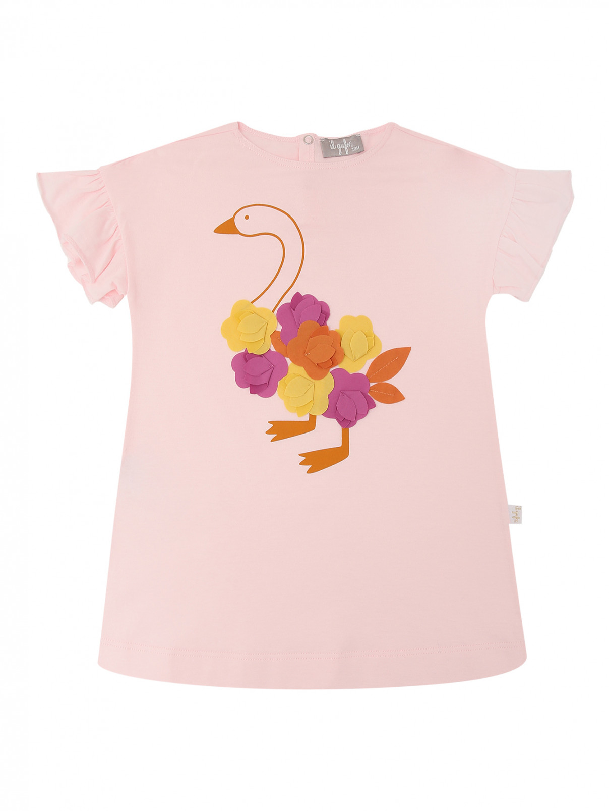 Трикотажное платье с аппликацией Il Gufo  –  Общий вид  – Цвет:  Розовый