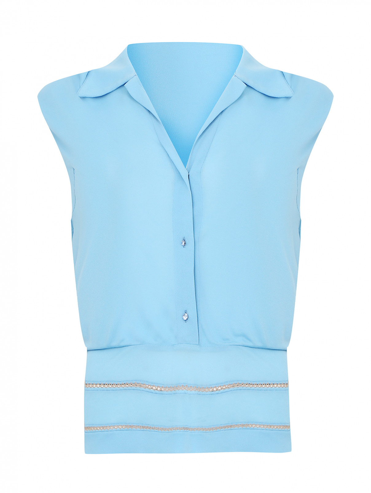 Блуза с короткими рукавами La Perla  –  Общий вид  – Цвет:  Синий