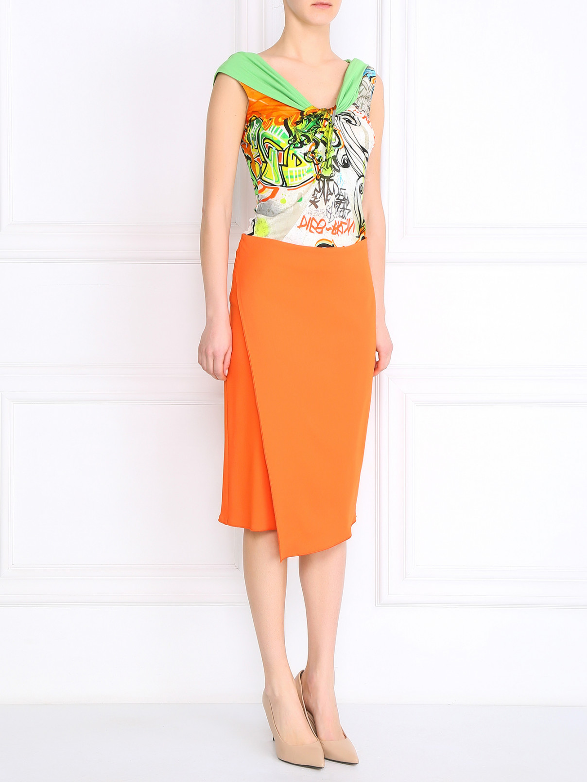 Узкая юбка с запахом Sportmax  –  Модель Общий вид  – Цвет:  Оранжевый