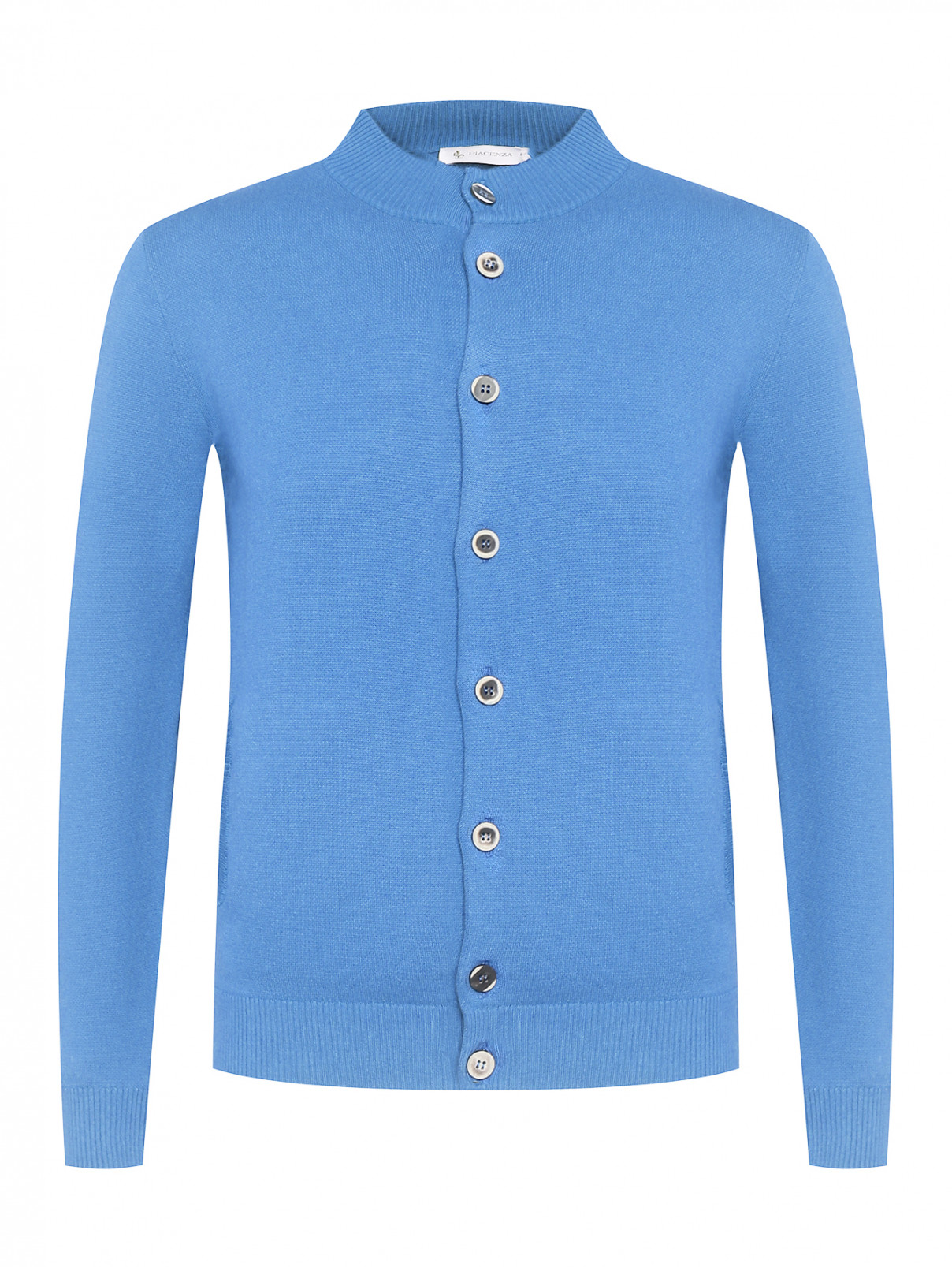 Кардиган на пуговицах с карманами Piacenza Cashmere  –  Общий вид  – Цвет:  Синий