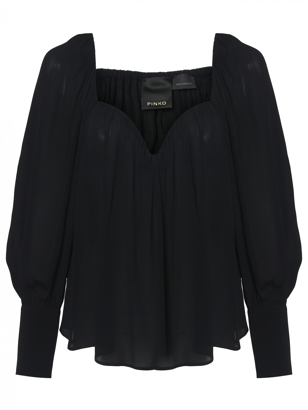 Блуза с глубоким декольте PINKO  –  Общий вид  – Цвет:  Черный