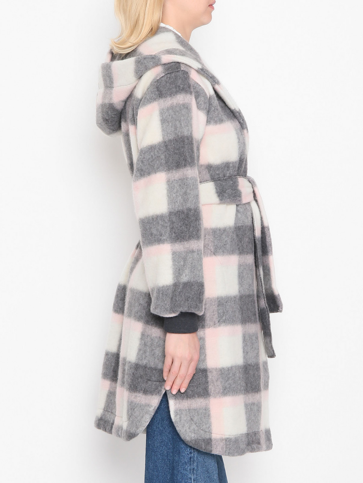 Пальто из смешанной шерсти с капюшоном DEHA  –  МодельВерхНиз2  – Цвет:  Серый