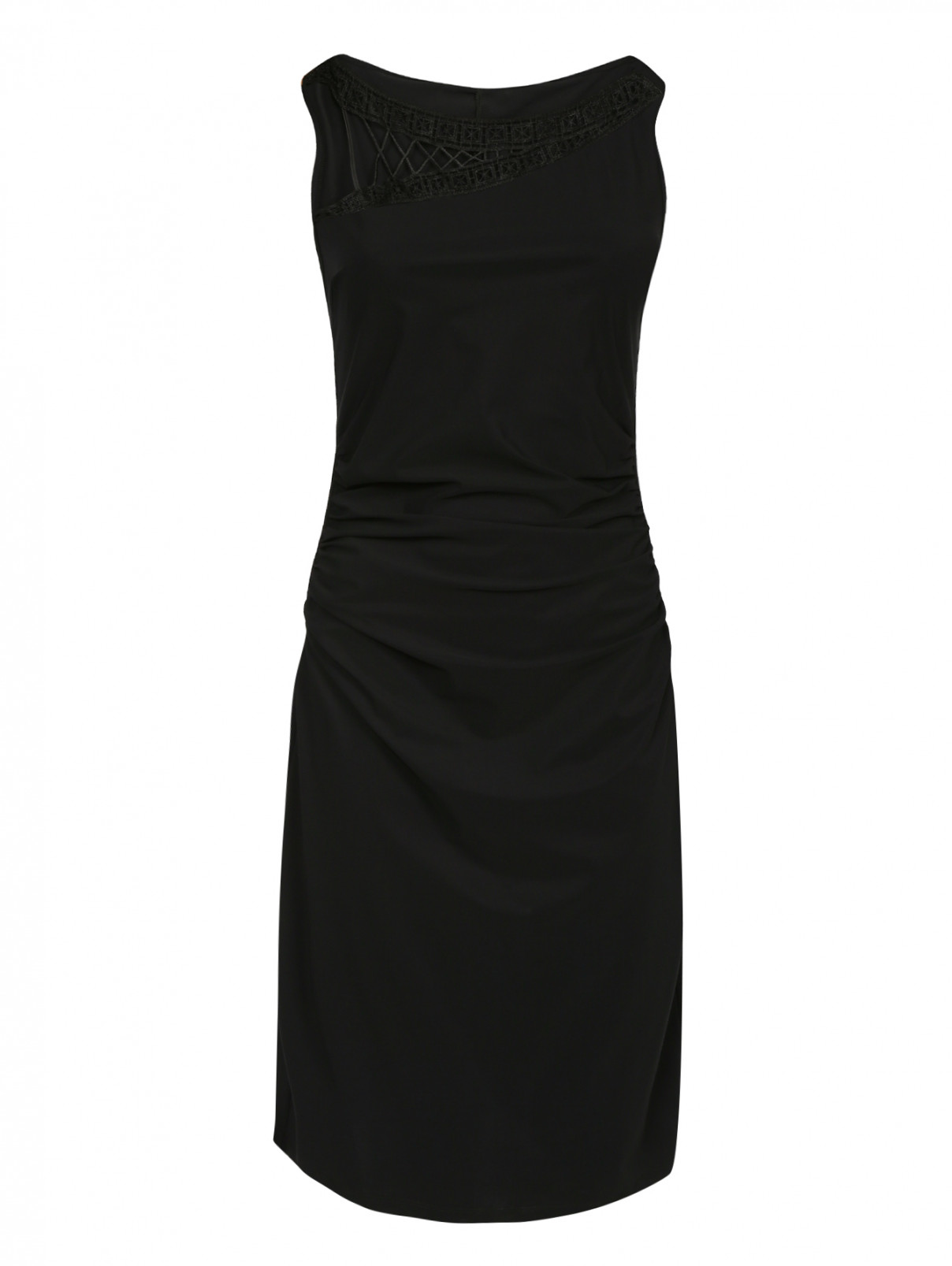 Платье с драпировкой с кружевной вставкой Parah  –  Общий вид  – Цвет:  Черный
