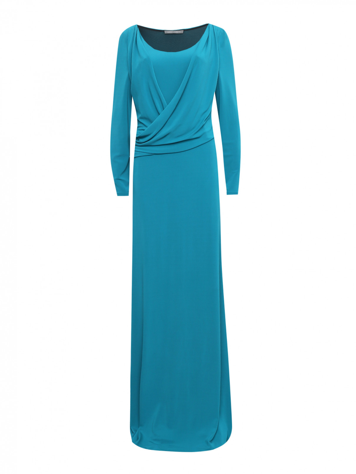 Платье из эластичного материала с драпировкой Alberta Ferretti  –  Общий вид  – Цвет:  Синий