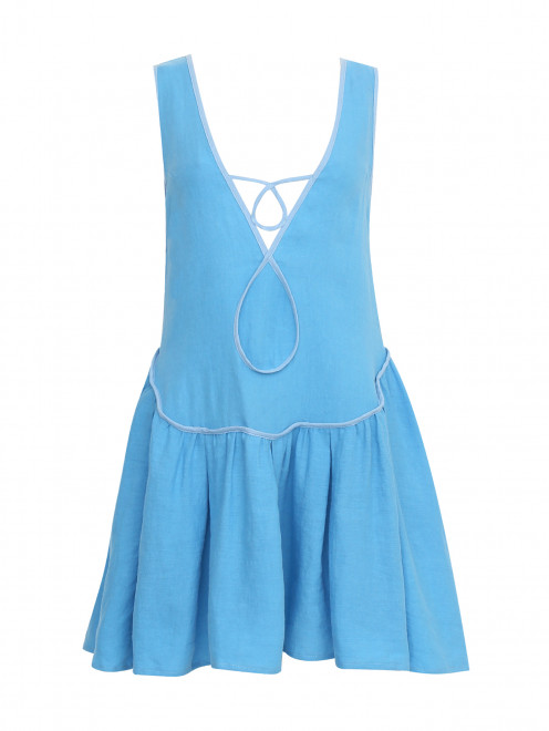 Платье-мини изо льна с контрастной отделкой A mere Co - Общий вид