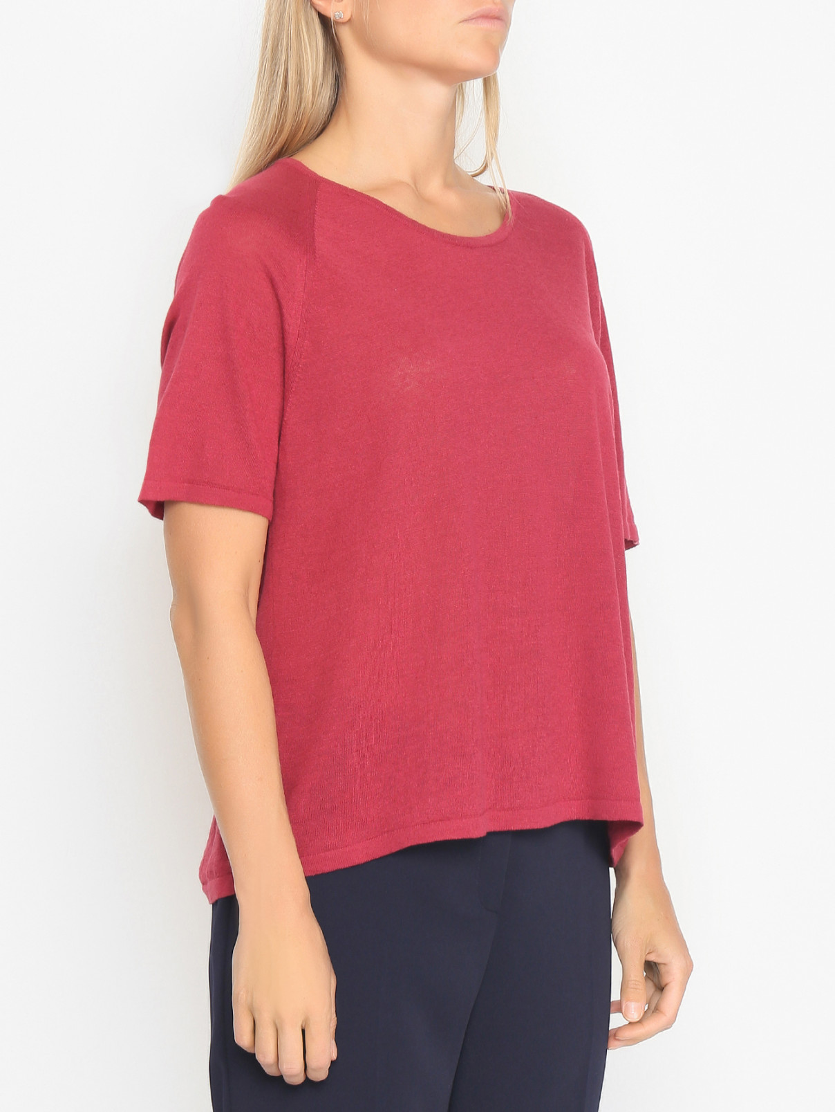 Однотонная футболка из льняного волокна Persona by Marina Rinaldi  –  МодельВерхНиз  – Цвет:  Красный
