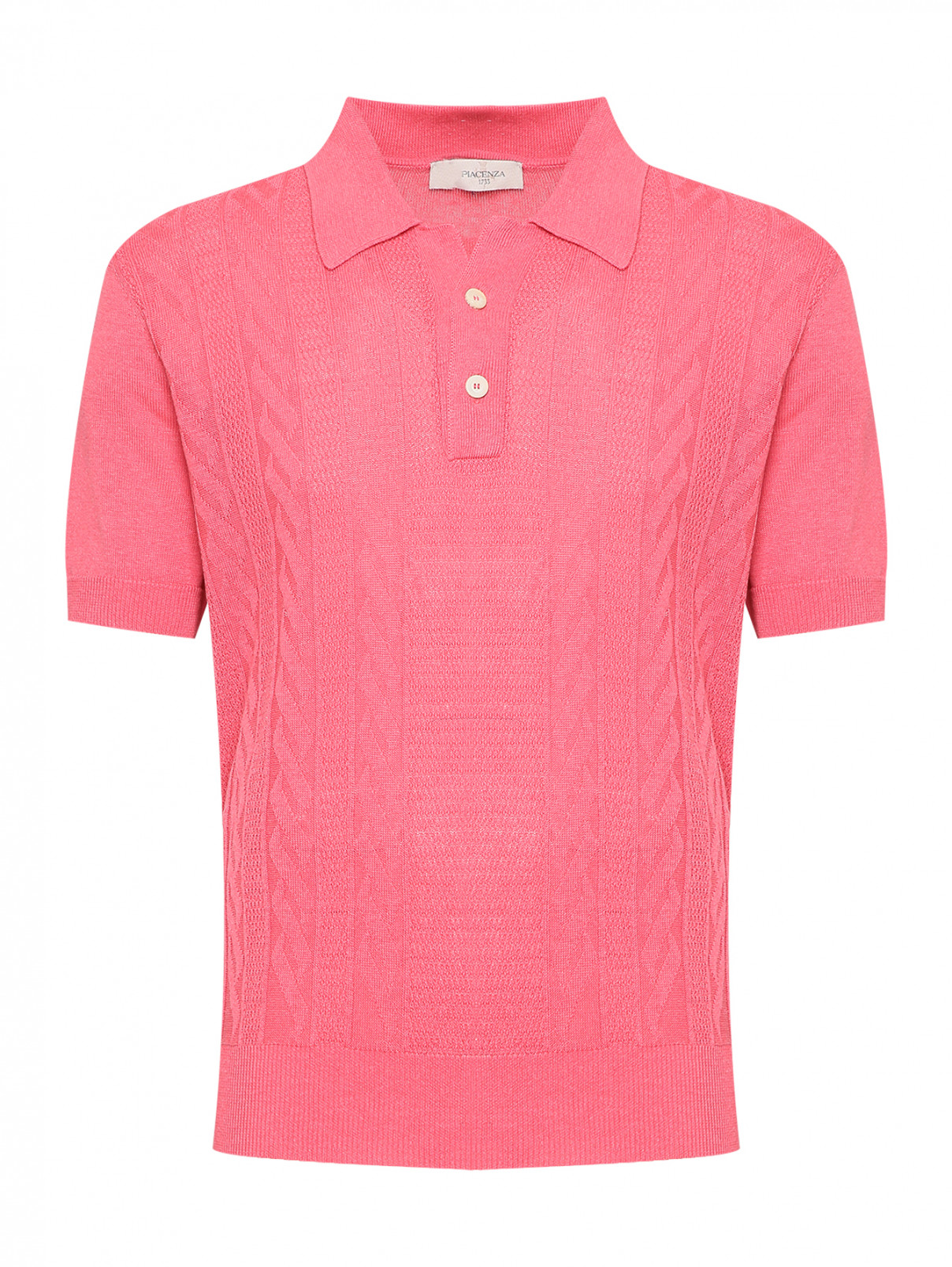 Поло из шелка и льна Piacenza Cashmere 1733  –  Общий вид  – Цвет:  Розовый