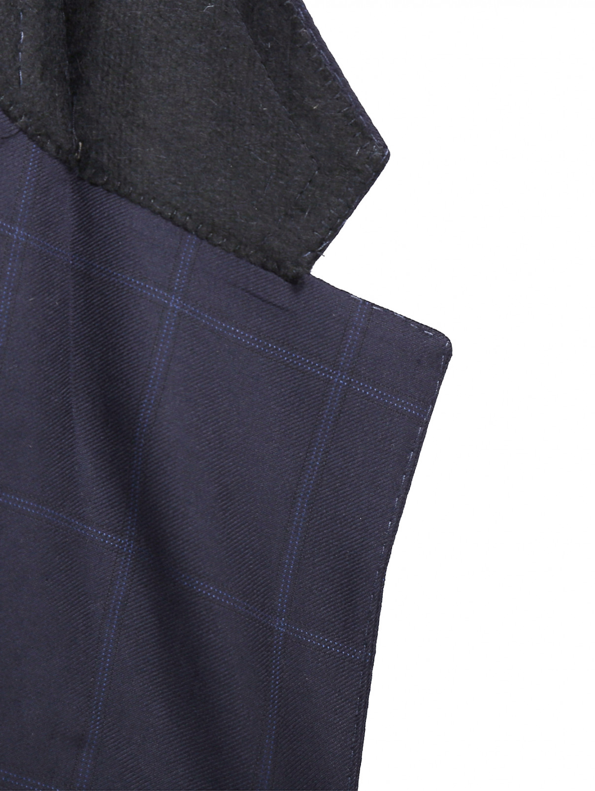 Пиджак однобортный из шерсти с узором "клетка" Corneliani  –  Деталь1  – Цвет:  Синий