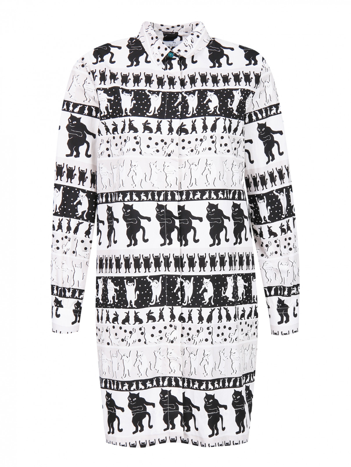 Платье из хлопка свободного кроя с узором Paul Smith  –  Общий вид  – Цвет:  Узор