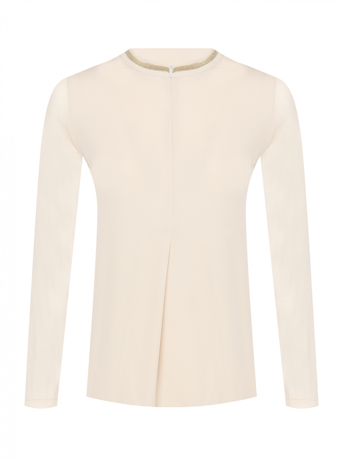 Комбинированная блуза из шерсти и шелка с декором Fabiana Filippi  –  Общий вид