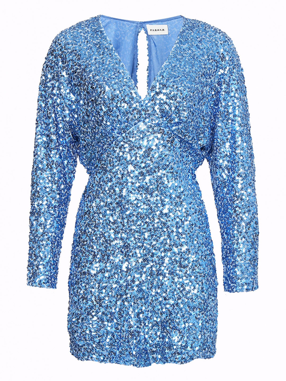 Платье-мини с вырезом на спине P.A.R.O.S.H.  –  Общий вид  – Цвет:  Синий