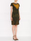 Платье-футляр из смешанной шерсти с узором Alberta Ferretti  –  Модель Общий вид