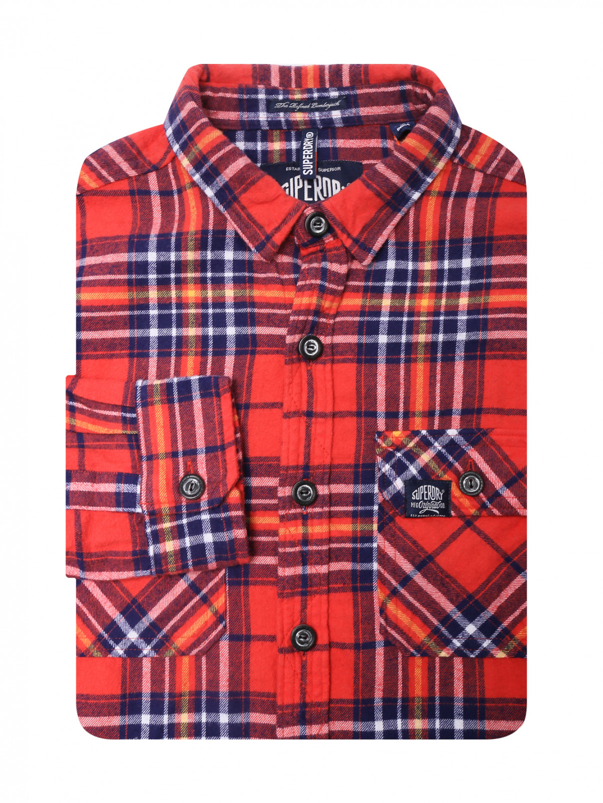 Фланелевая рубашка с узором клетка SuperDry  –  Общий вид  – Цвет:  Красный