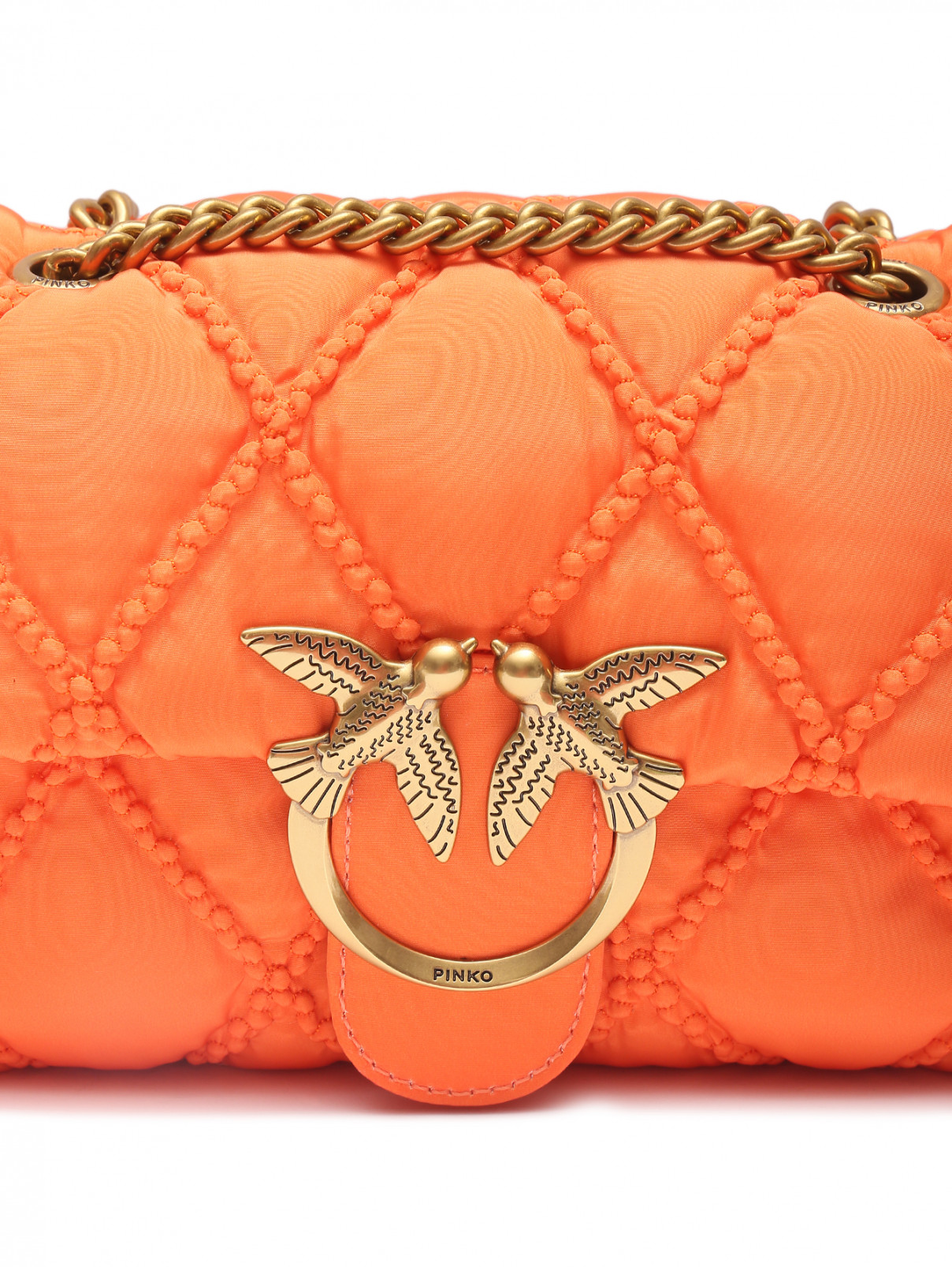 Стеганая сумка из текстиля PINKO  –  Деталь  – Цвет:  Оранжевый