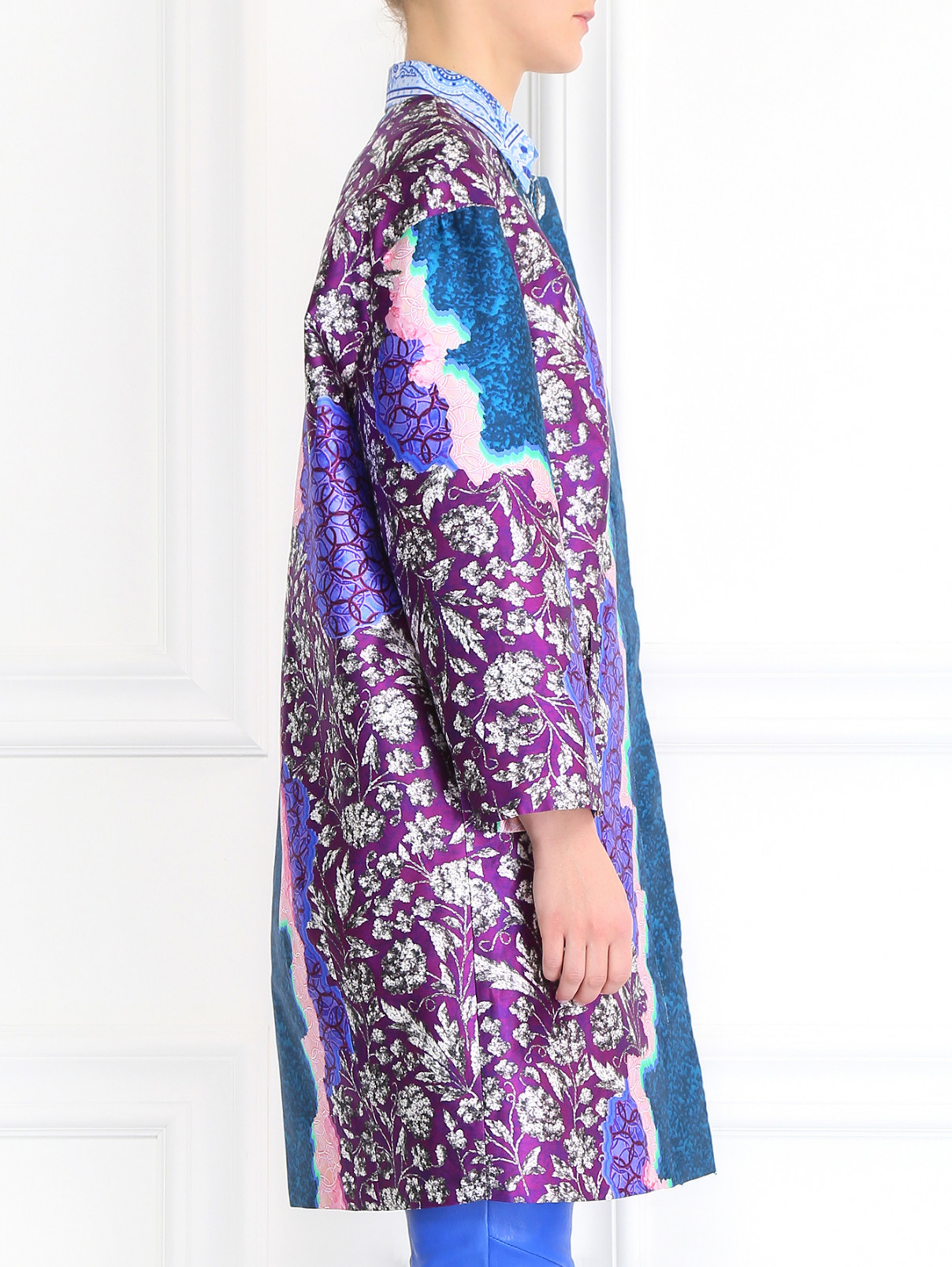 Легкое пальто из шелка с принтом Peter Pilotto  –  Модель Верх-Низ2  – Цвет:  Фиолетовый