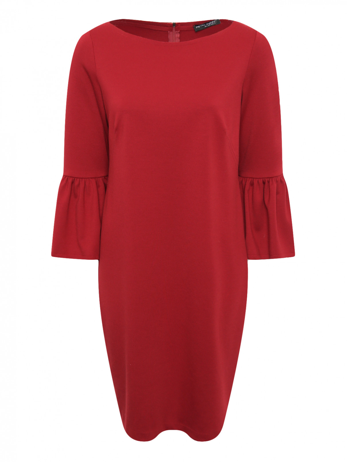 Платье-мини с рукавами 3/4 Pietro Brunelli  –  Общий вид  – Цвет:  Красный