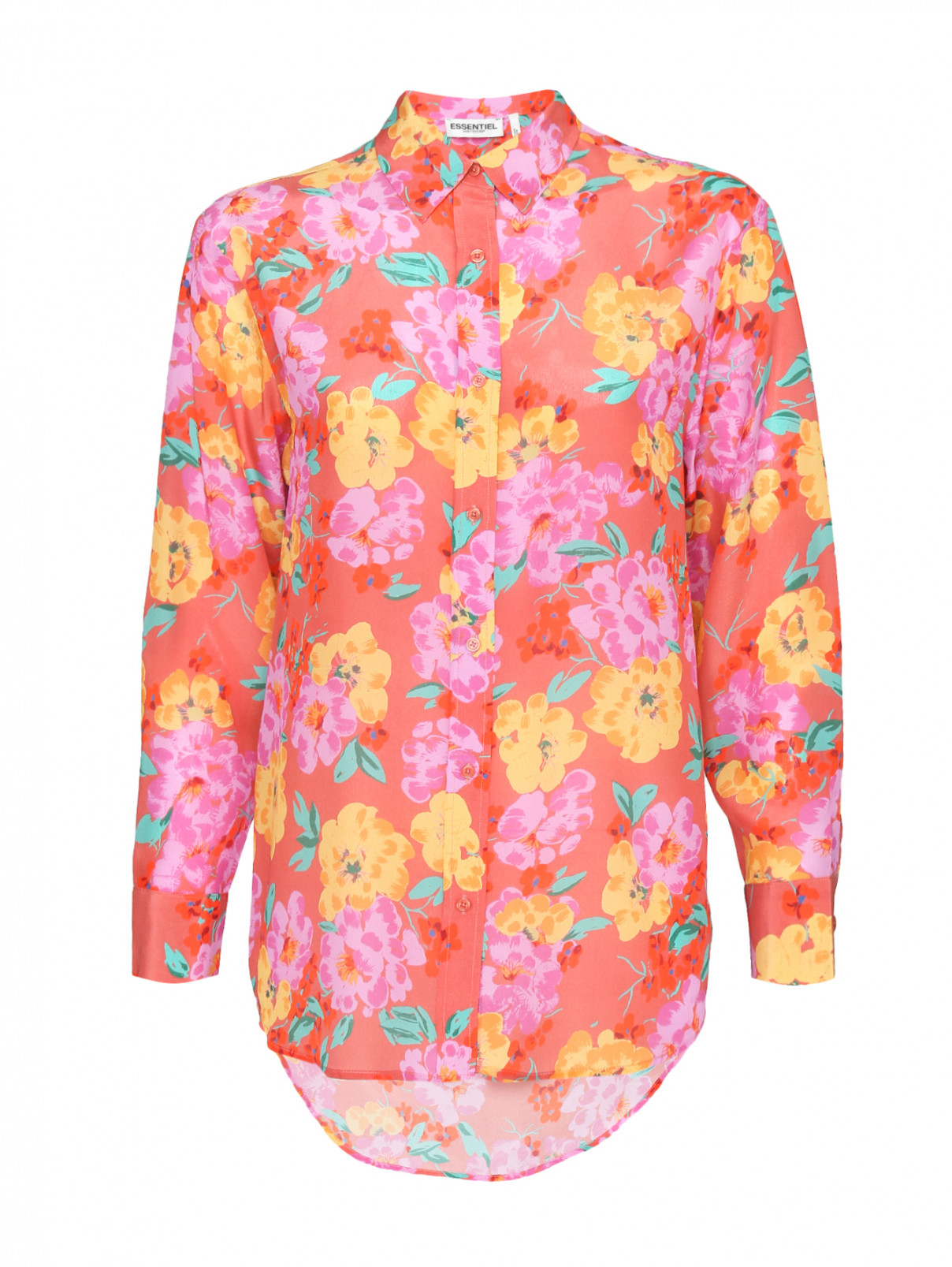 Блуза из шелка с цветочным узором Essentiel Antwerp  –  Общий вид  – Цвет:  Узор